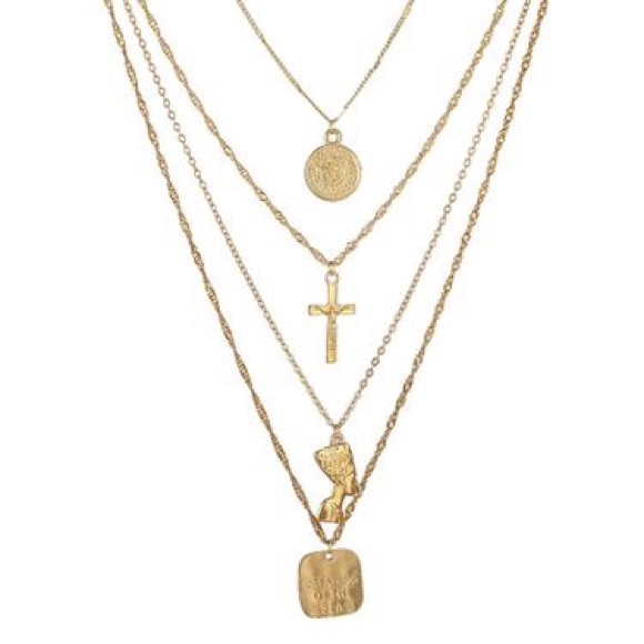 Boho Festival Gold Necklace Chain Layered - Picture 6 of 13